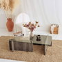 Hanah Home Mesa de centro Escape en Nogal con cristal templado